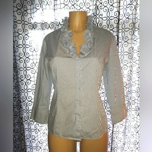 TALBOTS BLUE AND WHITE PIN STRIPED TOP SZ 14P